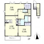 1階専用玄関の2階角部屋のお部屋です。(間取)