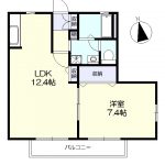 44㎡のゆったりした間取りです。(間取)