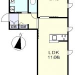 1階角部屋の1ＬＤＫ(間取)