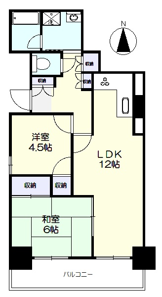 ワイドバルコニーの2ＬＤＫ(間取)