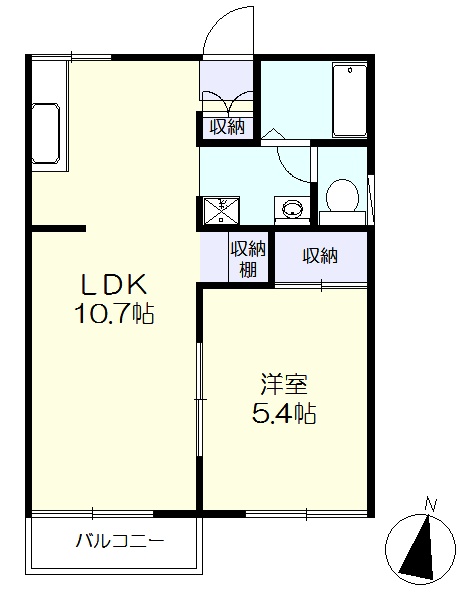 2階角部屋、南向き(間取)