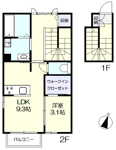 ウォークインクローゼット付きの1LDK(間取)