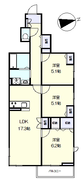 ＬＤＫ17帖の広々3ＬＤＫ(間取)