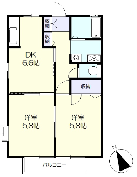 角部屋の日当たりの良い間取りです。(間取)