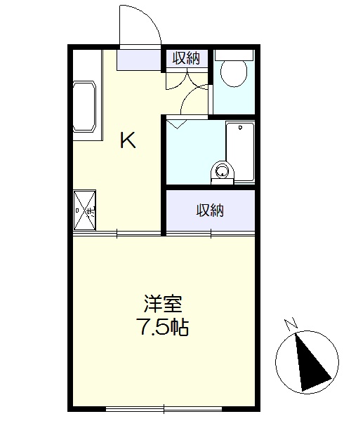 洋室7.5帖の南向き(間取)