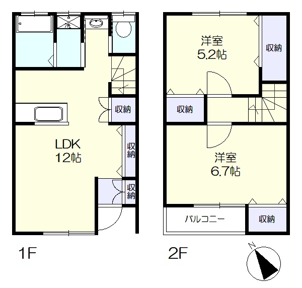 メゾネットタイプの2LDK(間取)