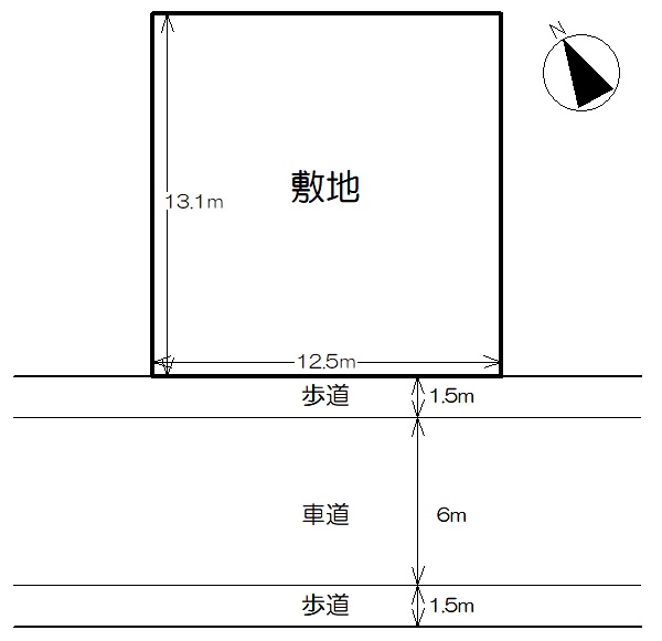 区画図、公道に面した整形地