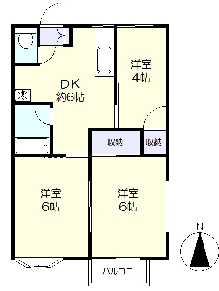 1階角部屋の3ＤＫ(間取)