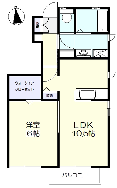 南向き日当たり良好の1ＬＤＫ(間取)