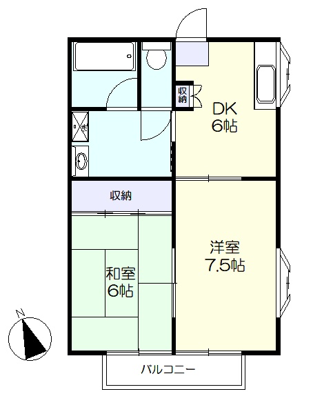 バスルームが広い2ＤＫ (間取)