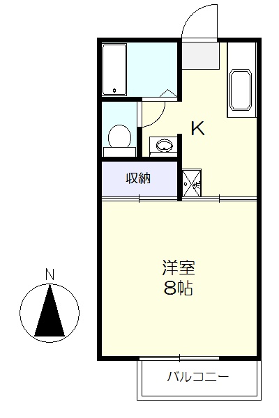 南向きの洋室8帖(間取)