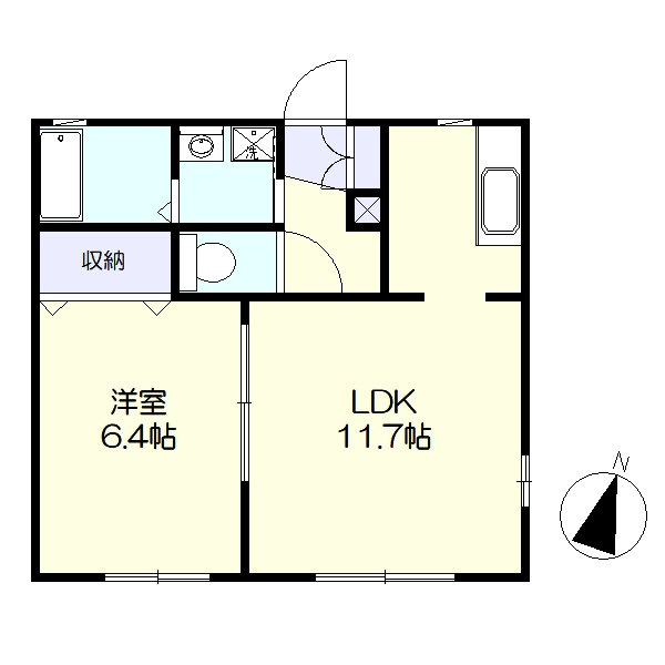 南向き、2階角部屋(間取)