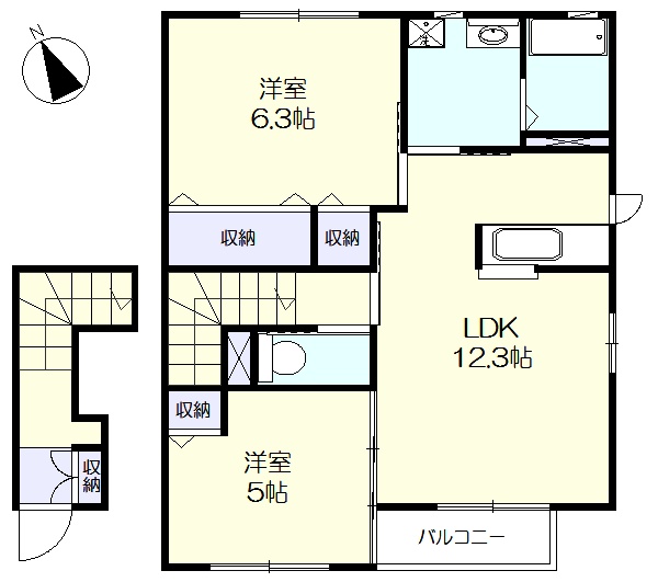 2階角部屋に間取りです。(間取)