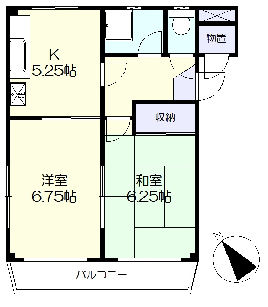 隣部屋とは直接接していない間取りです。(間取)