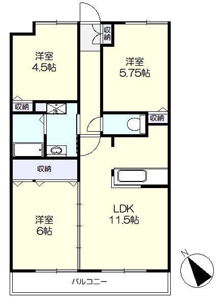 72㎡の3LDK(間取)