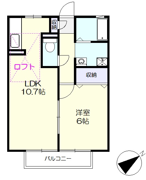 日当たり良好の1LDKになります。 (間取)