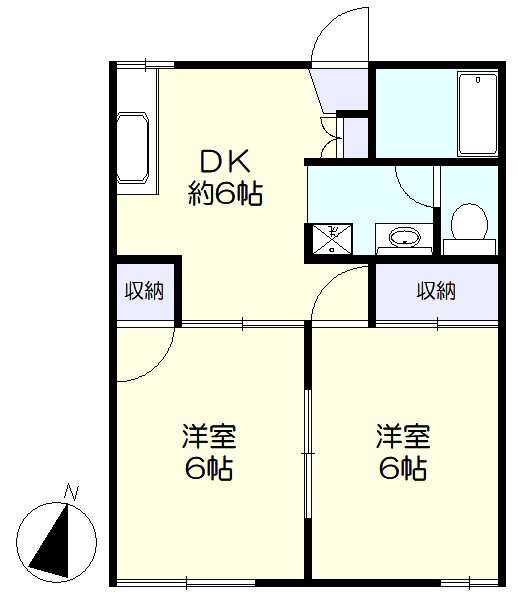 1階角部屋、南向き(間取)