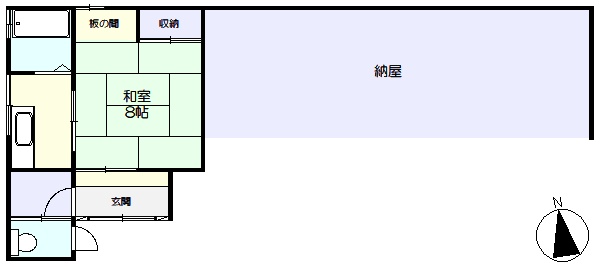 間取り図、倉庫を改修した1kの居住部分(間取) 間取り図、倉庫を改修した1kの居住部分(間取)